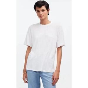 Madewell Linen-Blend Crewneck Oversized Tee XS